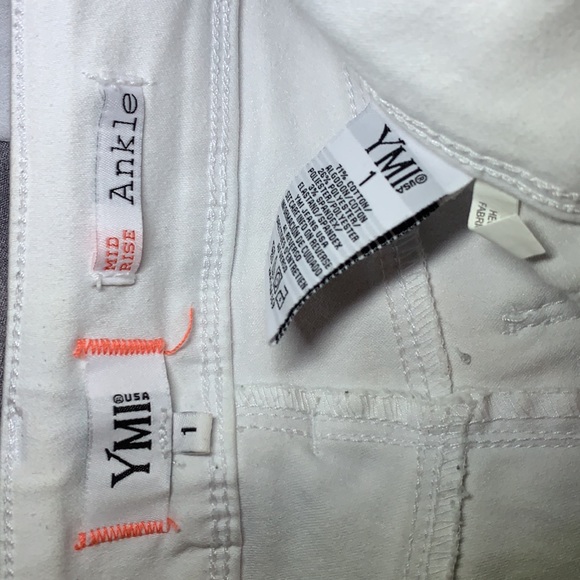 YMI White Jeggings Mid Rise Ankle Sz 1 - Picture 4 of 5